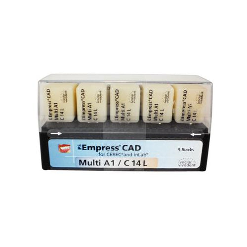 Ivoclar Vivadent 602604 IPS Empress CAD CEREC Blocks InLab Multi A1 C14 L 5/Pk Ivoclar Vivadent 602604 IPS Empress CAD CEREC Blocks InLab Multi A1 C14 L 5/Pk